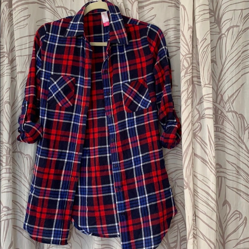 Longline plaid button down